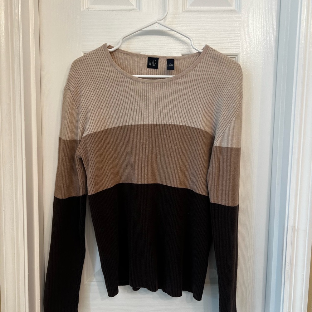 Vintage GAP Beige and Brown Striped Sweater